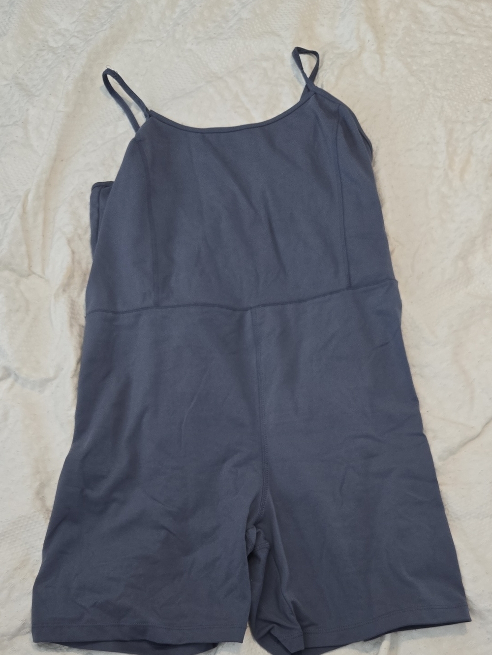 Womens Navy Cotton Stretch Romper with Thin Straps